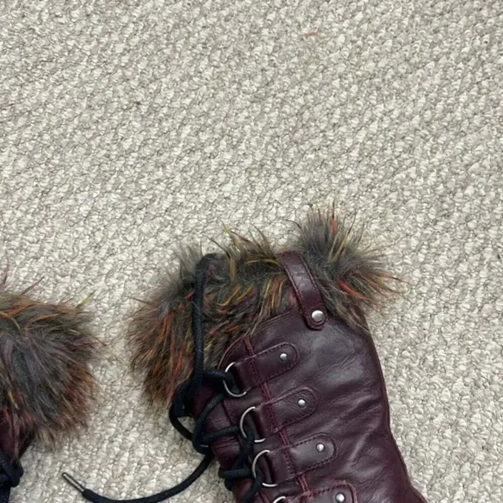 Sorel Joan of Arctic Faux Fur Waterproof Snow Boots in Red  Wood
